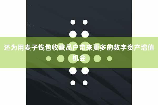 还为用麦子钱包收藏品户带来更多的数字资产增值机会